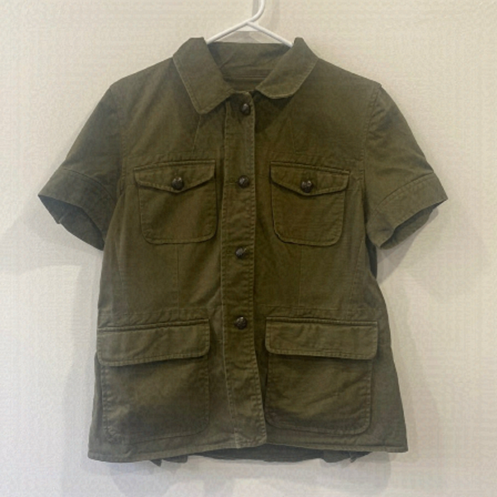 Ralph Lauren Petite Military / Safari Style Short Sleeve Button-Up Top